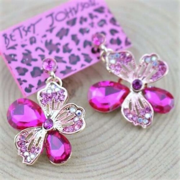 Superb FLORAL Bouquet RAINBOW Flower JEWEL Betsey Johnson Necklace Earrings SET - Picture 7 of 8